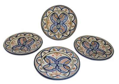 Moroccan Serving Ceramic Plates Handmade Appetizer Tapas Set Of Four Multicolore - Image 1 of 3