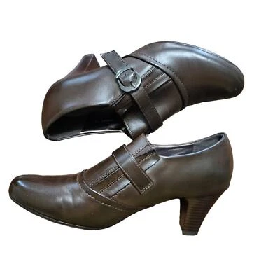 Pierre Dumas коричневый скольжения на каблуке ботильоны миндальный носок 10 - Изображение 1 из 4