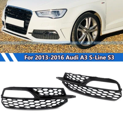 Pair Honeycomb Front Fog Light Lamp Grille Cover For Audi A3 S-Line S3 2013-2016 Foto 1 de 4