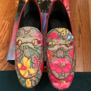 NWB Womens Gucci Supreme GG Logo & Floral Print Loafers Flats Shoes Size 6.5 M - Picture 1 of 7