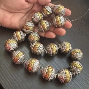Repousse  18 Beads Brass Gold  Silver Plated Nepalese Jewelry Designing BD156a - Picture 1 of 4