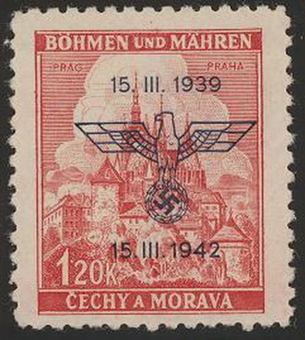 Stamp Germany Bohemia Czechoslovakia Mi 083 Sc 060 1942 WW2 Occupation Eagle MNG Cover
