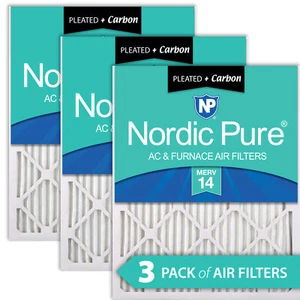 Nordic Pure 10x24x1 Pleated Air Filters MERV 14 Plus Carbon 3 Pack - Picture 1 of 6