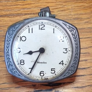 Antique Westclox Car Dashboard Mount Clock Ornate Art Deco Works Clear Glass - Picture 1 of 4