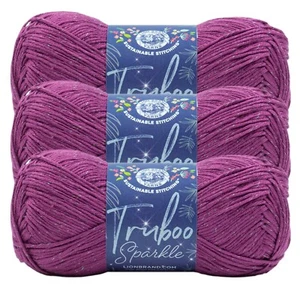(3 Pack) Lion Brand Yarn 836-303AD Truboo Sparkle Yarn, Plum - Picture 1 of 4