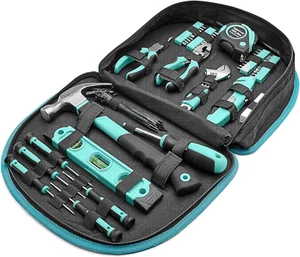 Amazon Basics Tool Set with Easy Carrying round Pouch, 104-Piece, Turquoise, 14. - Bild 1 von 12