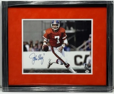 Foto firmada por John Elway de los Denver Broncos 11x14 en cuadro de 22x18 certificado de autenticidad NFL 2x SB victoria Salón de la fama Foto 1 de 4