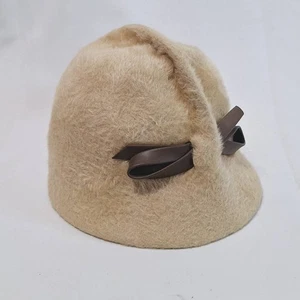 Cappello vintage Mr.John debuttante secchiello pelliccia Carlton Pirie Scott anni 50 nastro crema - Foto 1 di 8