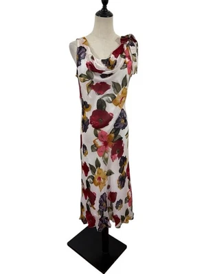 NWT Vtg 90s Floral Beaded Midi Dress Bias Cowl Fairy Whimsigoth Feminine Sz M - Image 1 of 4