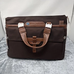 C986 Piquadro Aktentasche Businesstasche EC 8428 Laptoptasche Leder Griffe Blue - Picture 1 of 10