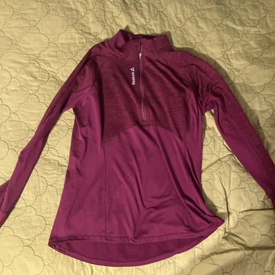 Pullover deportivo Reebok Speedwick para mujer 1/2 cremallera talla XL borgoña manga larga Foto 1 de 4