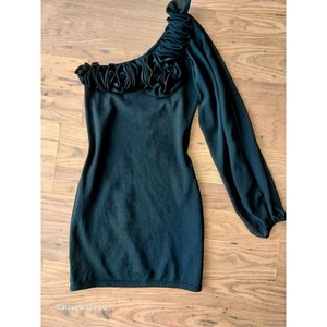 Miss Selfridge - One Shoulder Dress Bodycon Mini Mesh Sleeve - Picture 1 of 5