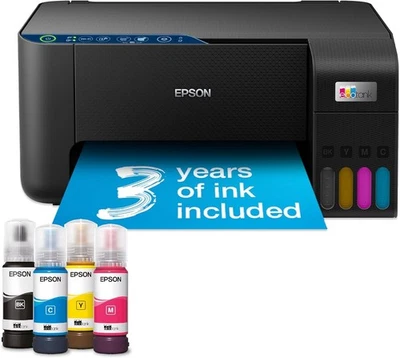 Black EcoTank ET-2861 WiFi Inkjet Printer A4 Borderless Printing - Image 1 of 4