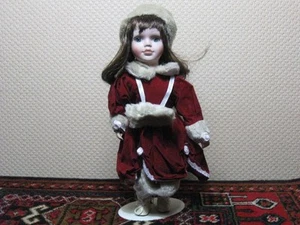 Germany Brunette Porcelain Doll Winter Clothing & Hand Warmer NIB - Picture 1 of 7