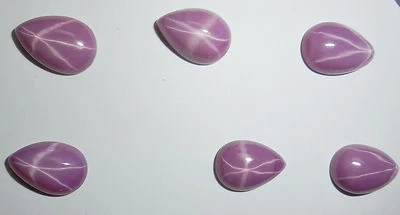Opaque Star Ruby Pear 13x9 mm Cabochon 6 Rayed Lab-created Stone 10 pieces Lot - Image 1 of 4