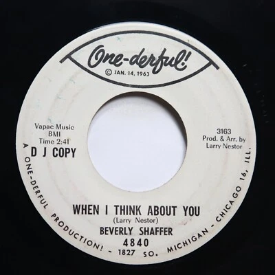 BEVERLY SHAFFER - WHEN I THINK ABOUT YOU / I SIMPLY LOVE HIM - SOUL 45 *PROMO* - Image 1 of 2