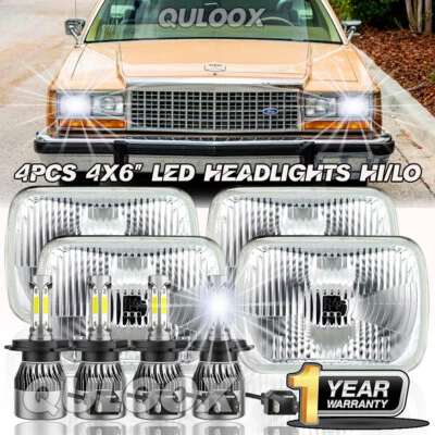 Brightest 8x Fit Ford LTD Crown Victoria 1987-91 4x6" LED Headlights HI-LO Beam - Image 1 of 4