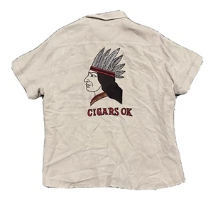 Karmmer & Stoudt Linen Blend Embroidered Native American Cigars Shirt Men’s XL - Picture 1 of 7