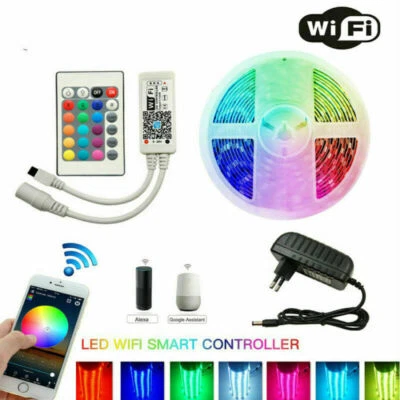 IR WIFI RGB LED Strip 5-20M 5050 30 Leds /M Flexible Lighting Controller Adapter - Image 1 of 4