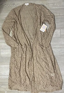 Nuevo con etiquetas Suéter Lularoe Grande Encaje Sarah Plumero Suave Tostado Sólido Floral - Imagen 1 de 3