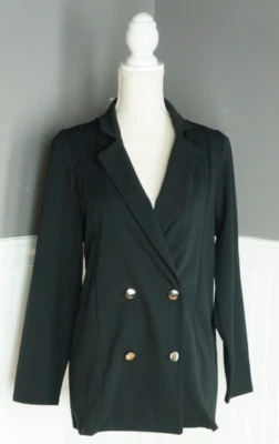 NEW BOOHOO Women's Blazer Jacket Double Breasted Black NWT - Image 1 of 4