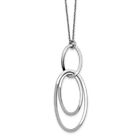 Sterling Silver Rhodium-Plated Polished With 1.5In Ext. 16" Necklace