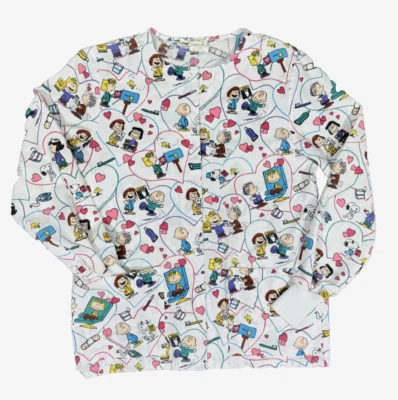 Vintage Snoopy Peanuts Womens Scrubs Top XS Extra Small Dentist USA AOP - Image 1 of 4