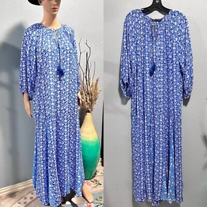 ZARA BLUE FLORAL CHIFFON MAXI DRESS SIZE LARGE_REF 5598/029 FW23 NWT BOHO - Picture 1 of 15