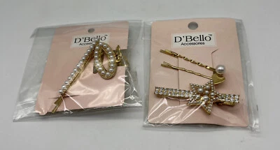 Juego de joyas de clip de pelo de diamantes sintéticos oblongos y ramas D'Bello Accesorios Foto 1 de 4