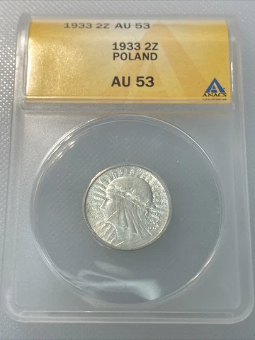1933 Poland 2 Zlotych ANACS AU 53 Cover