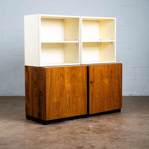 Mid Century Danish Modern Book Shelf Hutch Cabinet Rosewood White Display Mcm VG Cover
