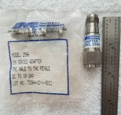 Midwest Microwave 2596, DC-18GHz, TNC(F)/TNC(M), RF Adapter Connector - Image 1 of 3