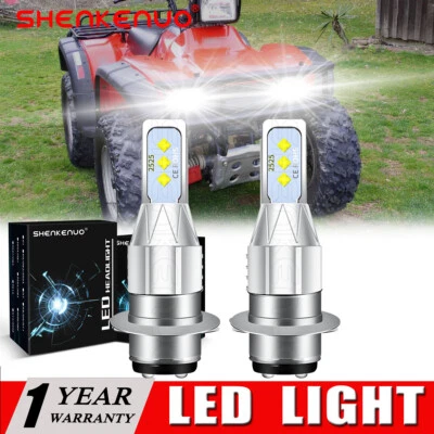 For Honda Foreman 400 450 1997 1998-2004 LED Headlight Kit H6M P15D 6000K Bulbs - Image 1 of 4