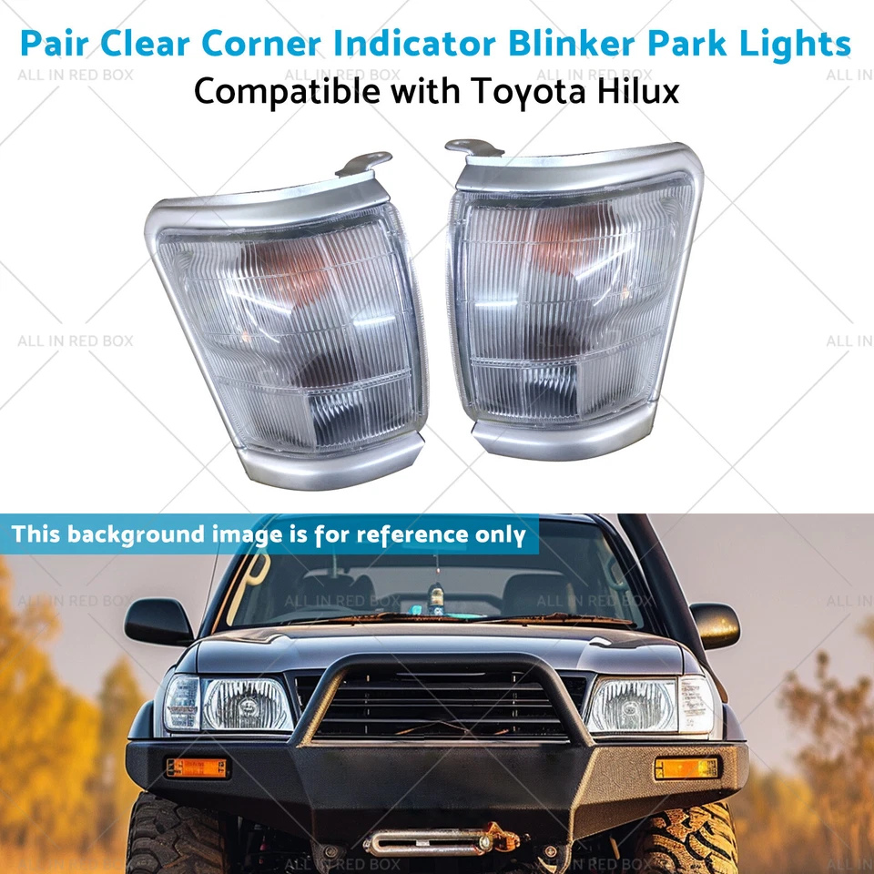 Pair Clear Corner Indicator Blinker Park Lights Suitable for Toyota Hilux 97-01 - image 1 of 4