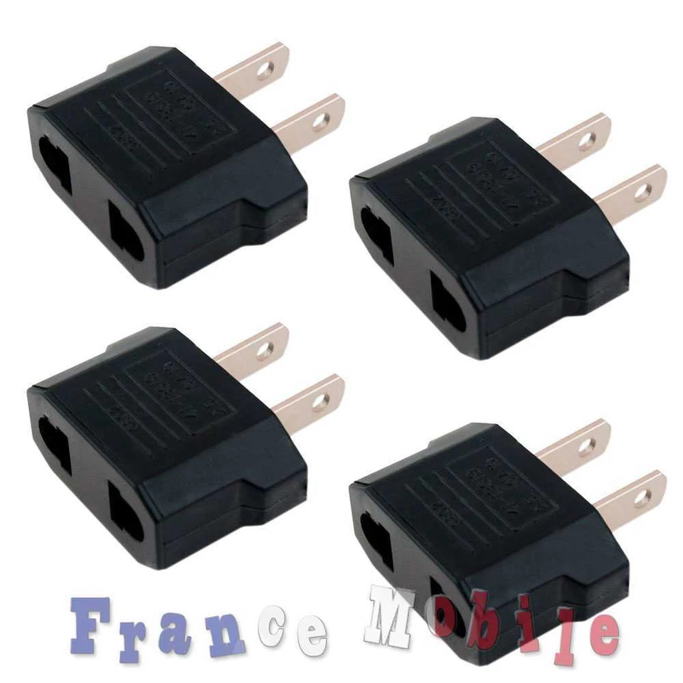 4x Adaptateur Convertisseur prise secteur FR France BE EU vers US USA Canada - Photo 1/1