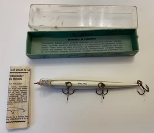 Señuelo de pesca vintage Rapala Wobbler 13S Hopea plateado 5 1/4" 13 cm con caja años 50 - Imagen 1 de 7