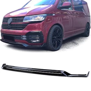 Frontspoiler Lippe mit Splitter und Gitter Schwarz Glanz für VW Bus T6.1 ab 19 - Picture 1 of 7