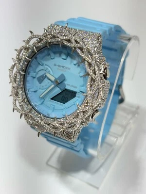 VVS Moissanite G Shock Original Watch Blue Rubber Band - Image 1 of 4
