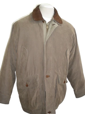 RAINFOREST REMOVABLE DOWN LINER KHAKI GREEN JACKET LEATHER COLLAR SIZE M $379 - Image 1 of 4