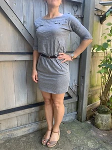 Mango Mini Kleid Tunika mit Gürtel Boho Hippie zu Stiefeln Ethno top Büro Gr. S - Bild 1 von 6