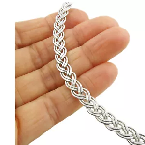 Large Solid Hallmarked 925 Sterling Silver Woven Choker Torc Necklace - Picture 1 of 6