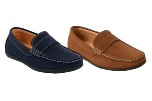 Jungen Kunst-Wildleder-Loafer Slipper Penny Pageboy Hochzeit Abschlussball Freizeit Mokassin Schuhe - Bild 1 von 10