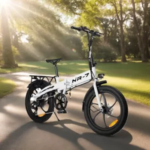 NR-7 White E-bikes Bike Adults 20" Bicycle Electric 750W Foldable Ebike Folding - Picture 1 of 16