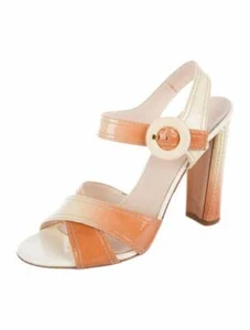 PRADA ICONIC RARE OMBRE DEGRADE PATENT LOGO BUCKLE SANDALS EU 36 I LOVE SHOES - Picture 1 of 10