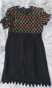 Mark & John By Gopal VTG 100% silk beaded Evening sequin formal gown Dress SZ XL - Picture 1 of 6