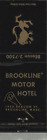 VINTAGE HOTEL MATCHBOOK COVER. BROOKLINE MOTOR HOTEL. BROOKLINE, MA.