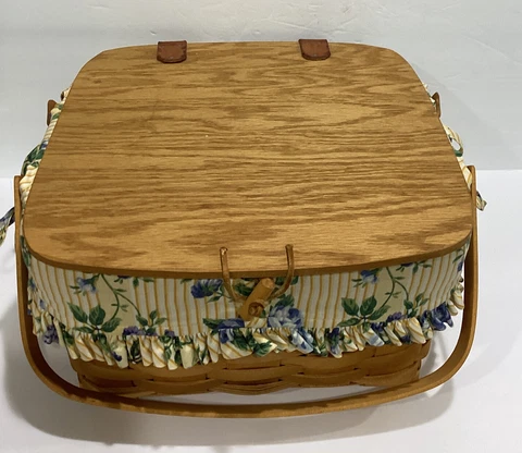 Longaberger 2000 Founder's Market Picnic Basket & Clear Protector Basket 12x12” Cover