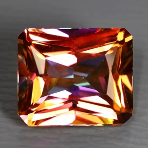 7.00 ct Incredible Emerald (12.02 x 10.12 mm) Multi Color Twilight Topaz Genuine - Picture 1 of 3