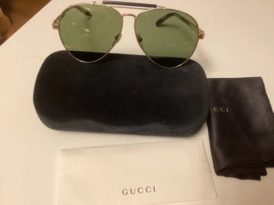 NEW Gucci GG1287S 003 Mens Authentic Sunglasses Gold/Green, 61mm - Image 1 of 4