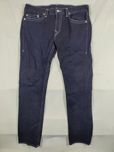 True Religion Jeans Men's 36 Slim Fit Mid Rise Dark Wash Classic Denim Blue - Picture 1 of 11